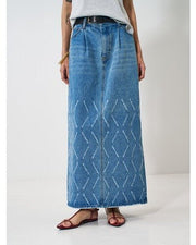 【YENN 2026 SPRING】LASER CUT DENIM SK - Champdelarose
