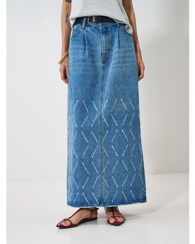 【YENN 2026 SPRING】LASER CUT DENIM SK - Champdelarose