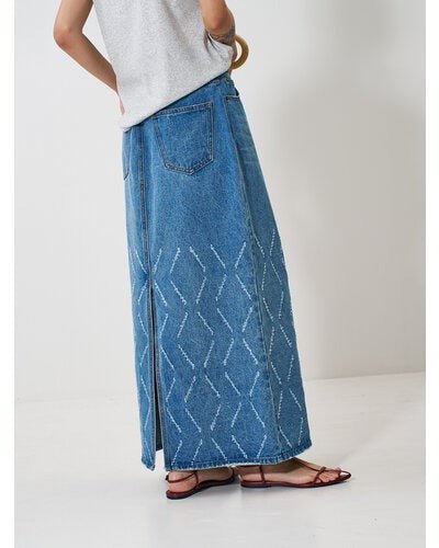 【YENN 2026 SPRING】LASER CUT DENIM SK - Champdelarose