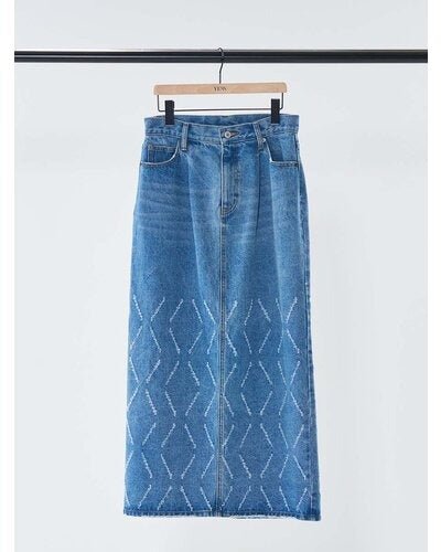 【YENN 2026 SPRING】LASER CUT DENIM SK - Champdelarose