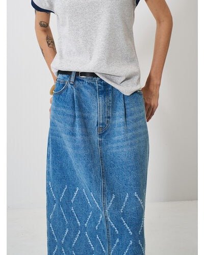 【YENN 2026 SPRING】LASER CUT DENIM SK - Champdelarose