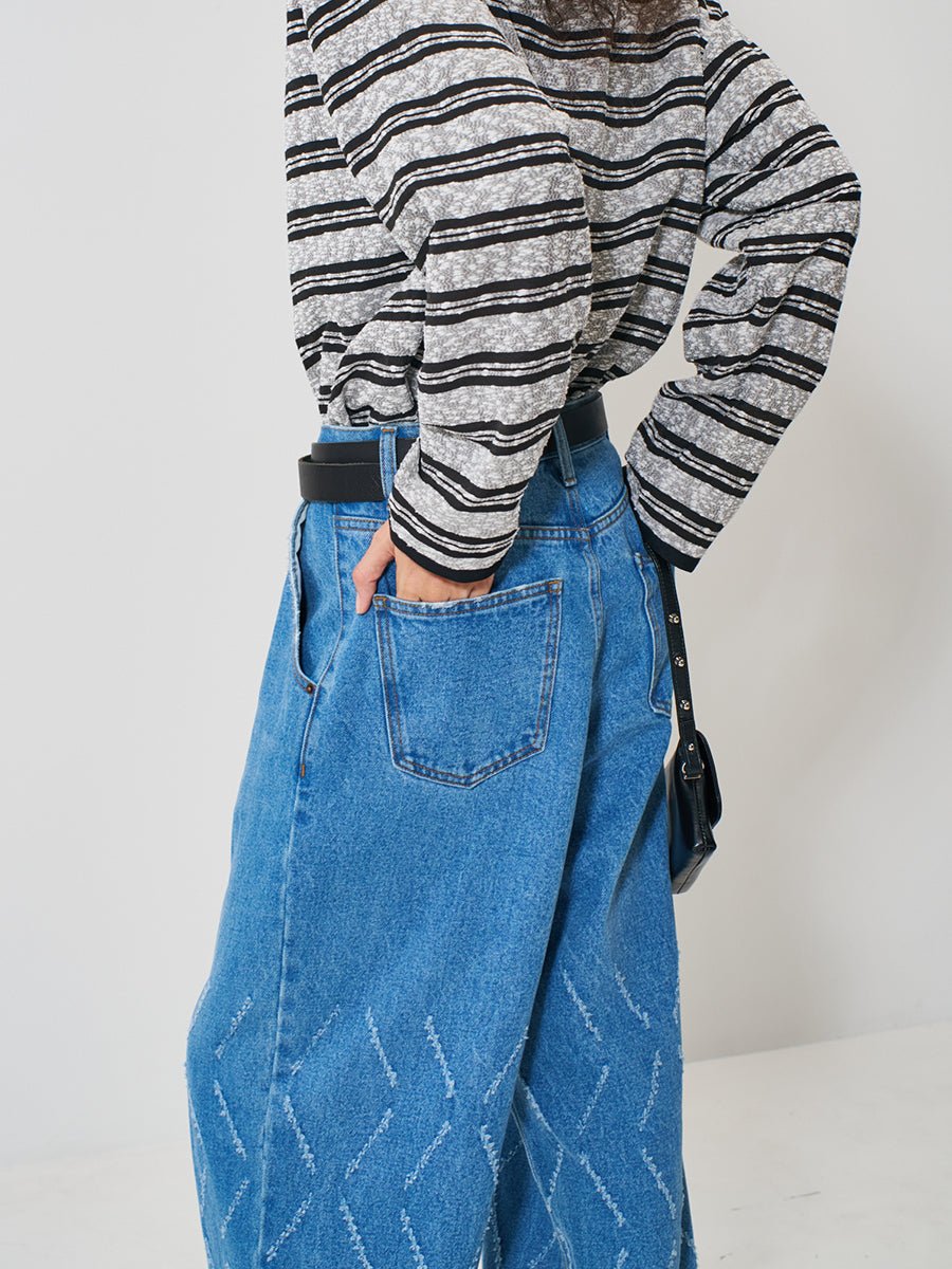 【YENN 2026 SPRING】LASER CUT WIDE DENIM - Champdelarose