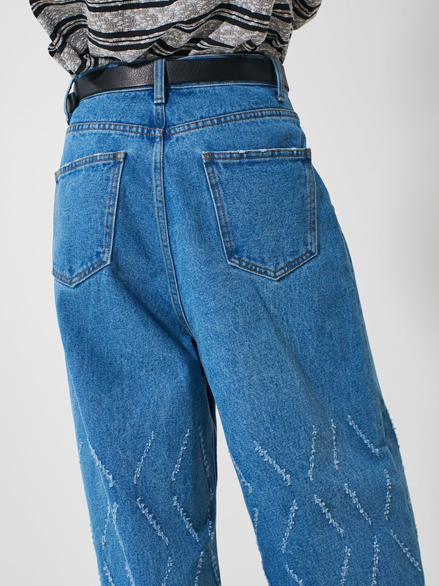 【YENN 2026 SPRING】LASER CUT WIDE DENIM - Champdelarose