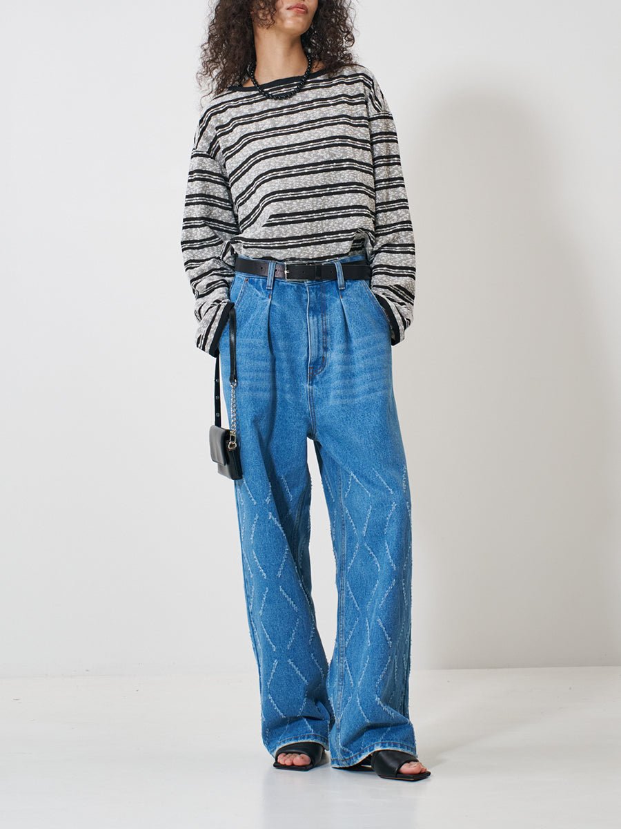 【YENN 2026 SPRING】LASER CUT WIDE DENIM - Champdelarose