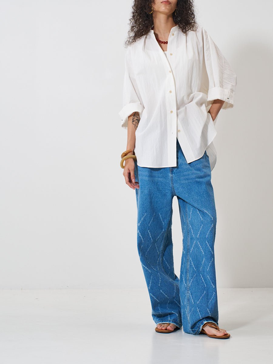 【YENN 2026 SPRING】LASER CUT WIDE DENIM - Champdelarose