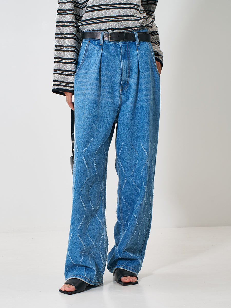 【YENN 2026 SPRING】LASER CUT WIDE DENIM - Champdelarose