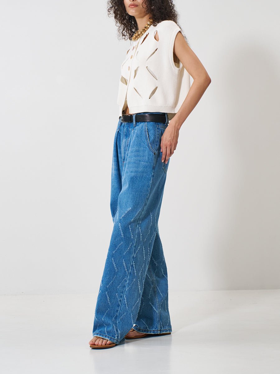 【YENN 2026 SPRING】LASER CUT WIDE DENIM - Champdelarose