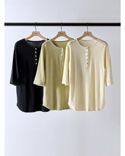 【YENN 2026 SUMMER COLLECTION】HENRY NECK TEE - Champdelarose