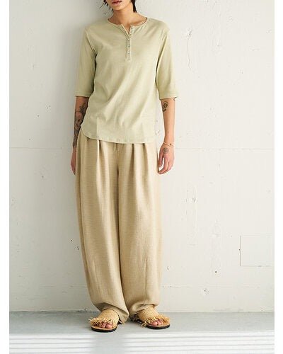 【YENN 2026 SUMMER COLLECTION】HENRY NECK TEE - Champdelarose