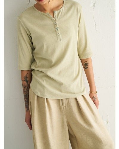 【YENN 2026 SUMMER COLLECTION】HENRY NECK TEE - Champdelarose