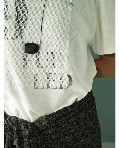 【YENN 2026 SUMMER COLLECTION】LACE FRAME LOGO TEE - Champdelarose