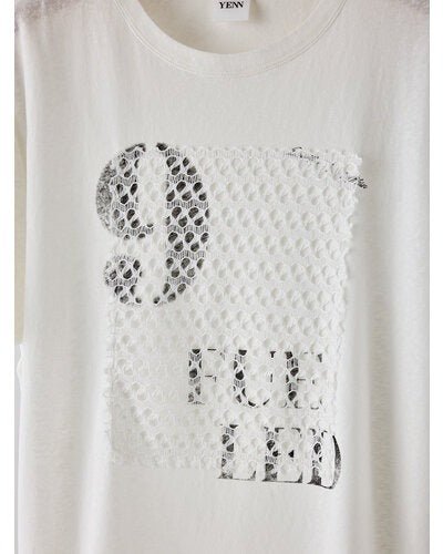【YENN 2026 SUMMER COLLECTION】LACE FRAME LOGO TEE - Champdelarose
