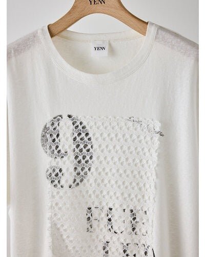 【YENN 2026 SUMMER COLLECTION】LACE FRAME LOGO TEE - Champdelarose