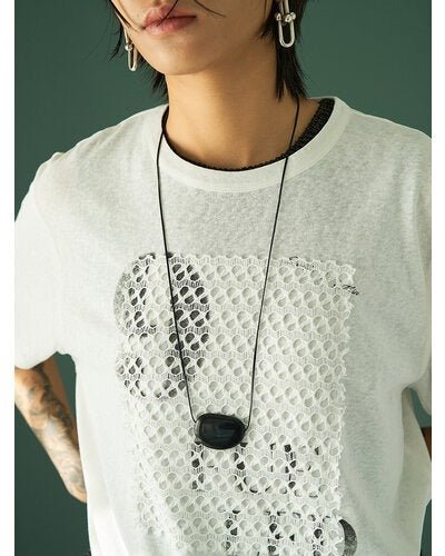 【YENN 2026 SUMMER COLLECTION】LACE FRAME LOGO TEE - Champdelarose