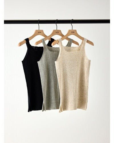 【YENN 2026 SUMMER COLLECTION】LINEN RIB TANKTOP - Champdelarose