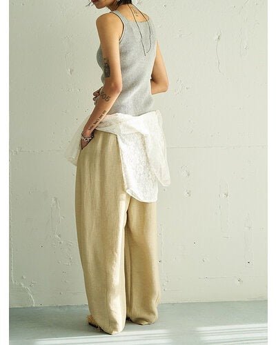 【YENN 2026 SUMMER COLLECTION】LINEN RIB TANKTOP - Champdelarose