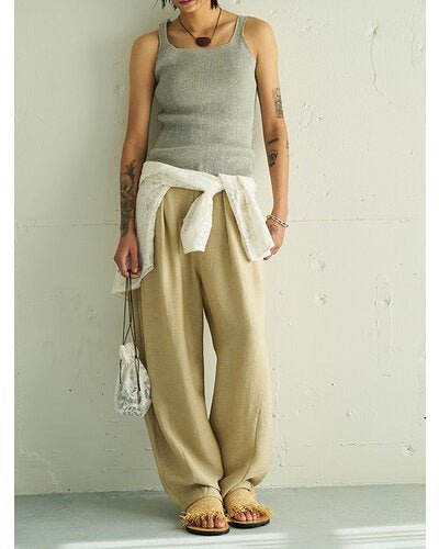 【YENN 2026 SUMMER COLLECTION】LINEN RIB TANKTOP - Champdelarose