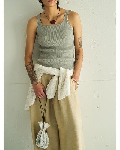 【YENN 2026 SUMMER COLLECTION】LINEN RIB TANKTOP - Champdelarose