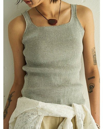 【YENN 2026 SUMMER COLLECTION】LINEN RIB TANKTOP - Champdelarose