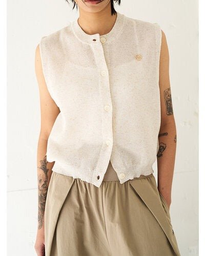 【YENN 2026 SUMMER COLLECTION】LINEN SHEER VEST - Champdelarose