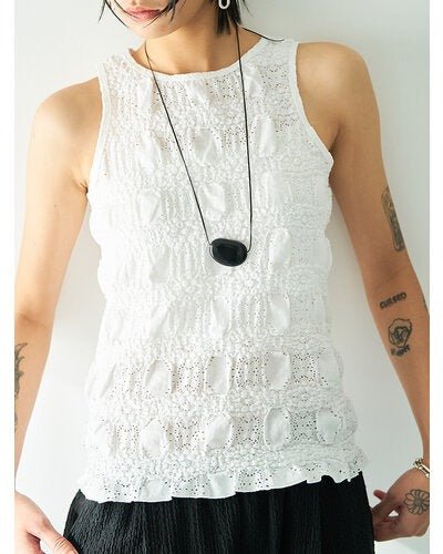 【YENN 2026 SUMMER COLLECTION】SHRUNK LACE TANKTOP - Champdelarose