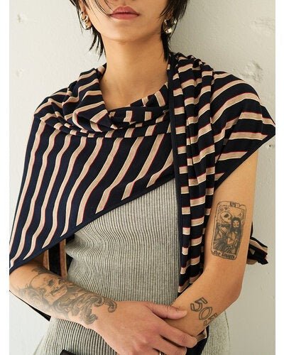 【YENN 2026 SUMMER COLLECTION】STRIPED JERSEY SCARF - Champdelarose