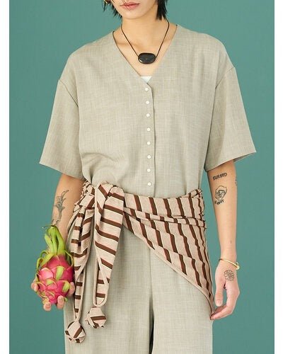 【YENN 2026 SUMMER COLLECTION】STRIPED JERSEY SCARF - Champdelarose