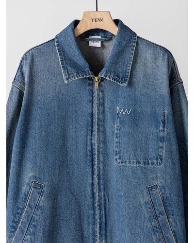 【YENN 26-27 WINTER/PRE-SPRING】DENIM ZIP UP JACKET - 1月中旬頃発送 - Champdelarose