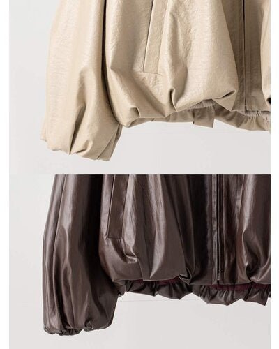 【YENN 26-27 WINTER/PRE-SPRING】LEATHER LIKE BLOUSON - 11月中旬頃発送 - Champdelarose