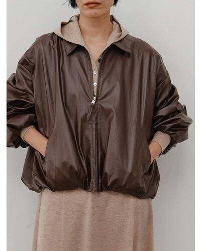 【YENN 26-27 WINTER/PRE-SPRING】LEATHER LIKE BLOUSON - 11月中旬頃発送 - Champdelarose