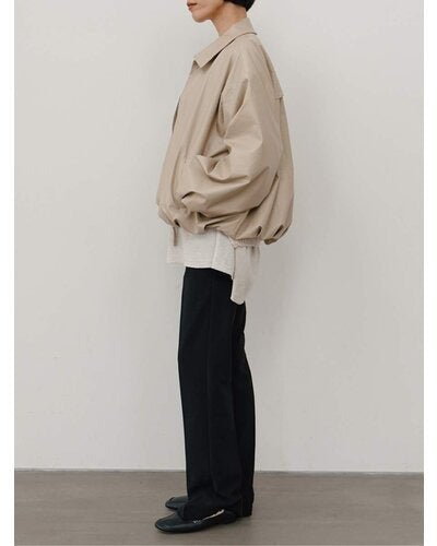 【YENN 26-27 WINTER/PRE-SPRING】LEATHER LIKE BLOUSON - 11月中旬頃発送 - Champdelarose