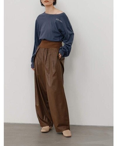 【YENN 26-27 WINTER/PRE-SPRING】RIB FAUX LEATHER PT - 11月中旬頃発送 - Champdelarose