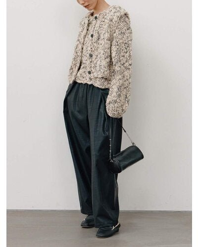 【YENN 26-27 WINTER/PRE-SPRING】RIB FAUX LEATHER PT - 11月中旬頃発送 - Champdelarose