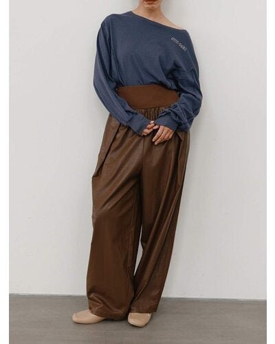 【YENN 26-27 WINTER/PRE-SPRING】RIB FAUX LEATHER PT - 11月中旬頃発送 - Champdelarose